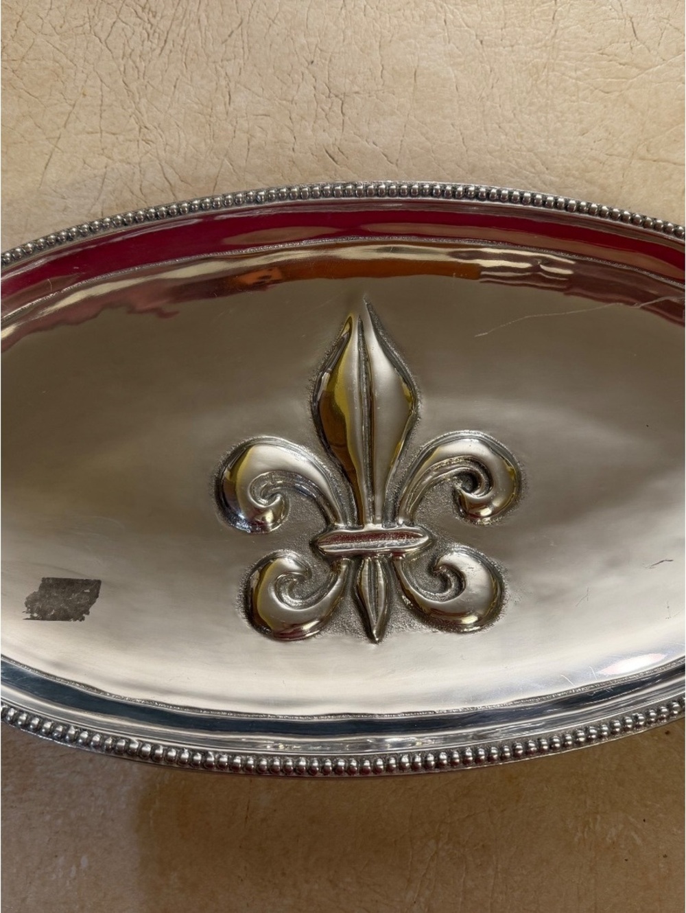 Mariposa Saint Cloud Fleur de Lis Large Aluminum Serving Tray 19"